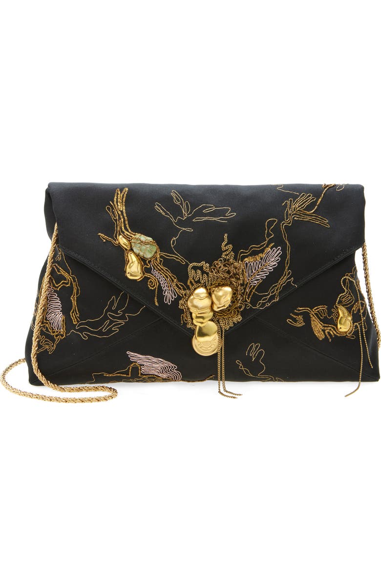 Dries Van Noten Embellished Envelope Clutch, Main, color,
