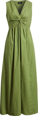 CeCe Twist Front Sleeveless Poplin Midi Dress