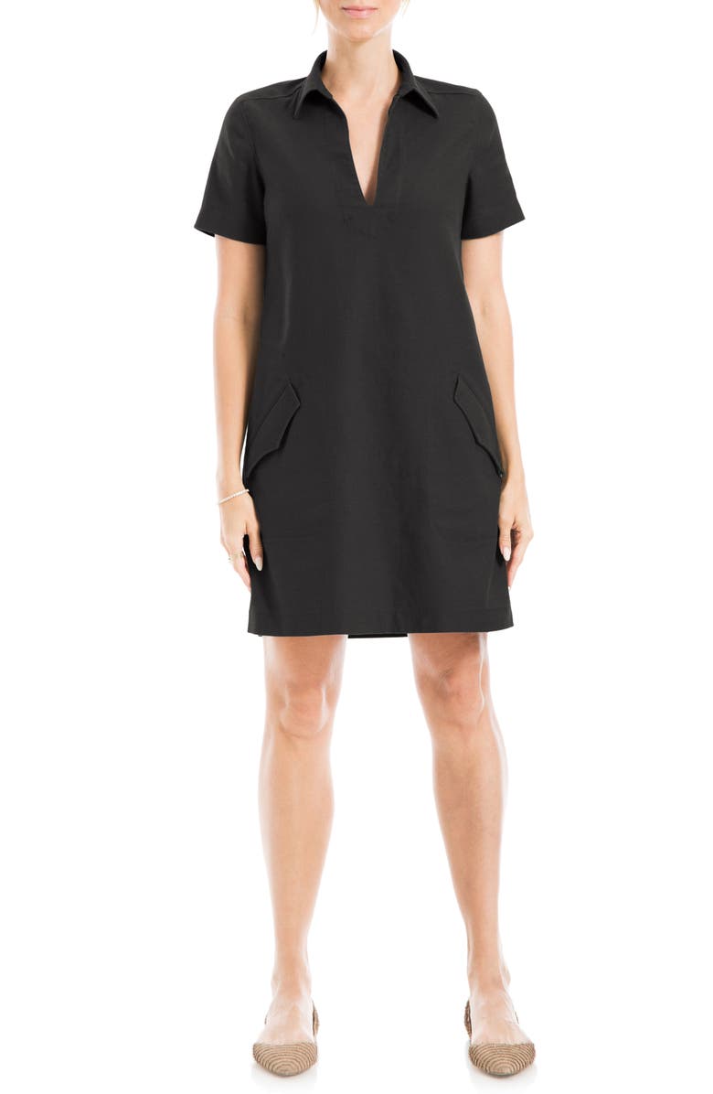 MAX STUDIO Short Sleeve Twill Shift Dress, Main, color, 