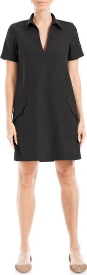 Short Sleeve Twill Shift Dress