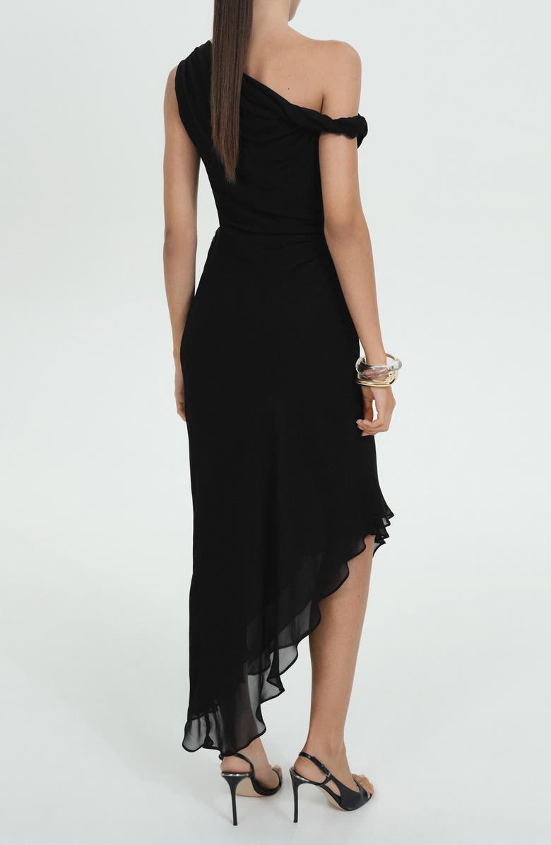 MANGO Asymmetric Drape Midi Dress, Alternate, color, 