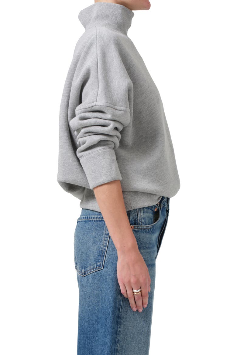 Cara Turtleneck Cotton Blend Sweatshirt, Alternate, color, HEATHER GREY