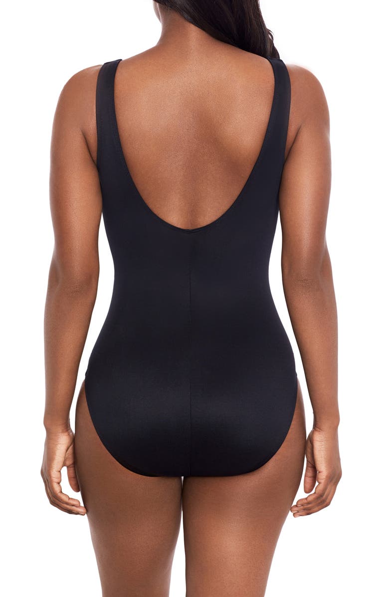 Miraclesuit<sup>®</sup> Selenite Layered Escape One-Piece Swimsuit, Alternate, color, Black/ White