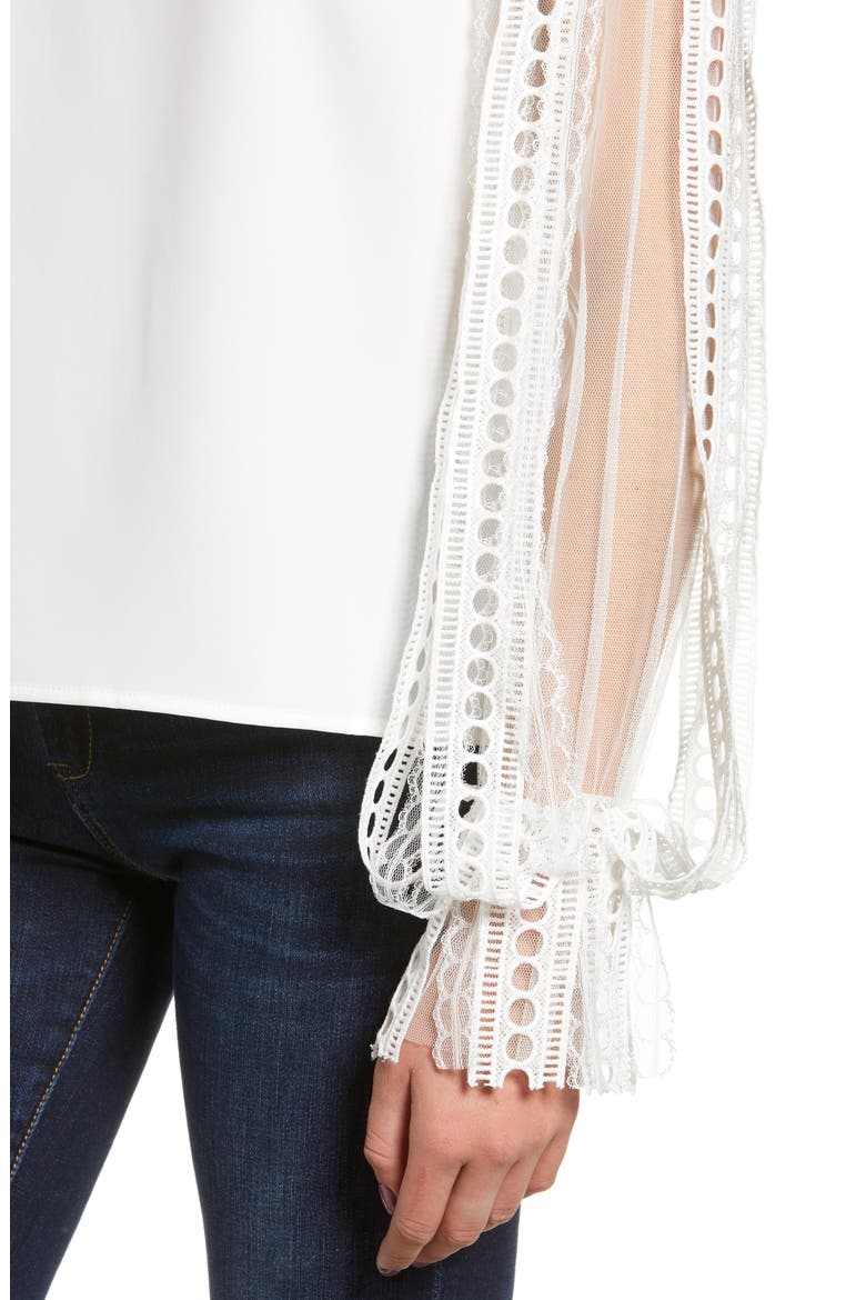 Lace Sleeve Blouse, Alternate, color, WHITE