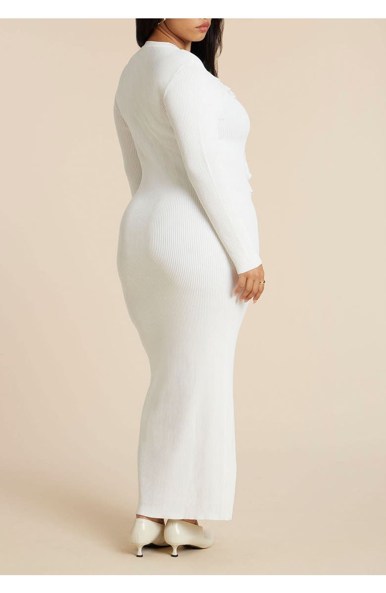 ELOQUII Ruffle Placket Sweater Dress, Alternate, color, 