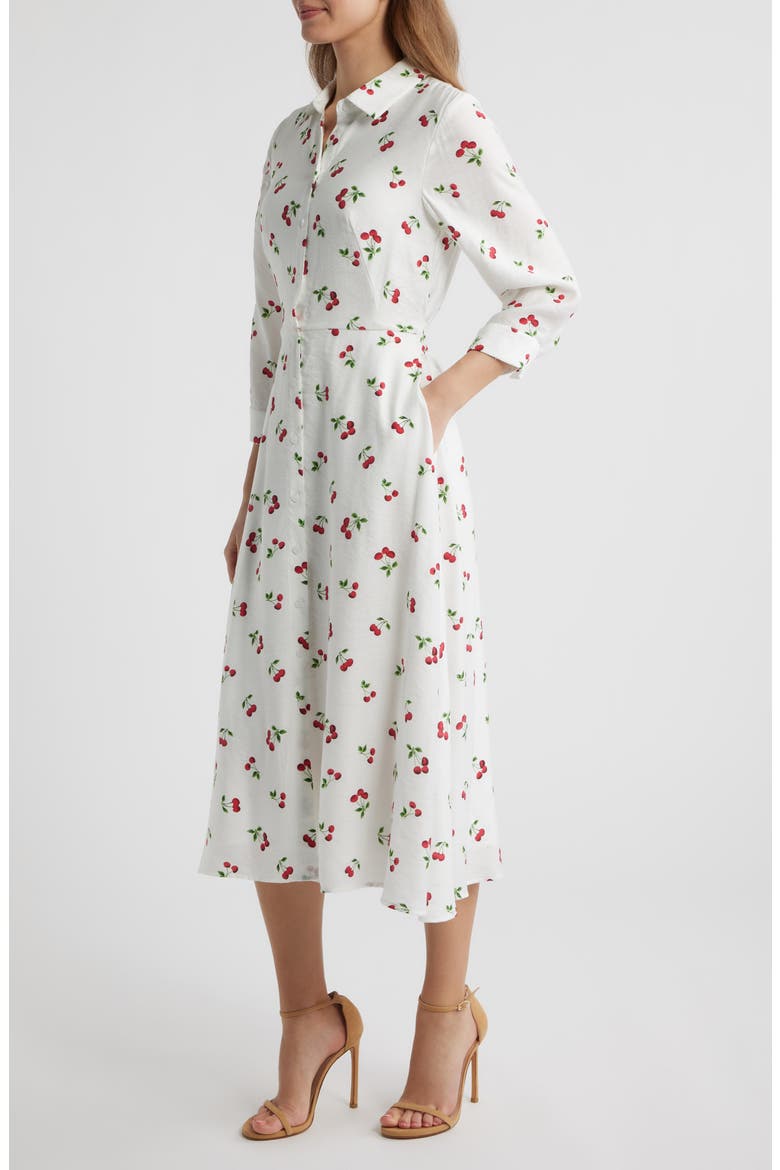 Long Sleeve Cherry Print Shirtdress, Alternate, color, CHERRY
