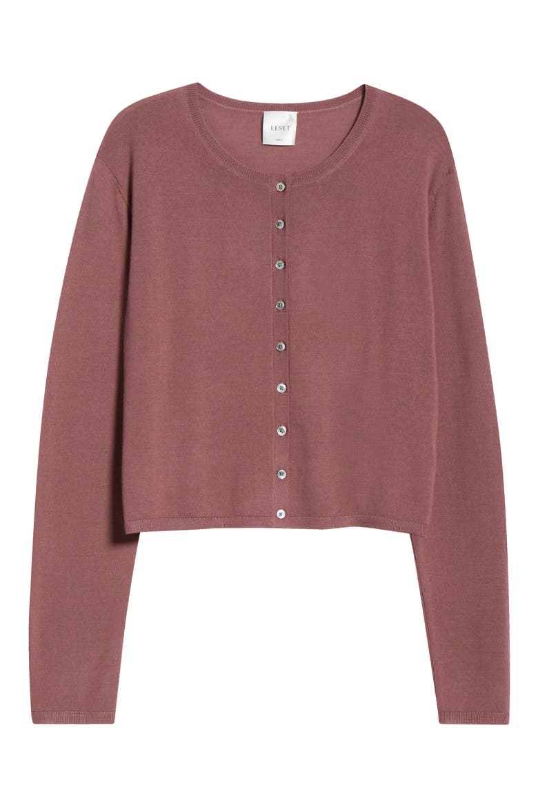 James Merino Wool Crewneck Cardigan, Alternate, color, DUSTY ROSE