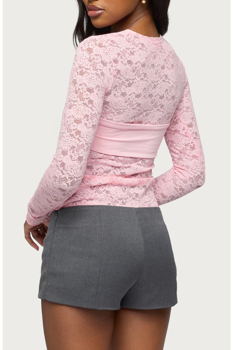Rosette Bandeau Sheer Lace Top, Alternate, color, LIGHT-PINK