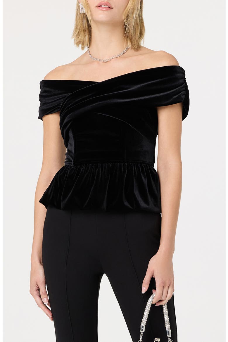 Tenille Velvet Off the Shoulder Top, Main, color, BLACK
