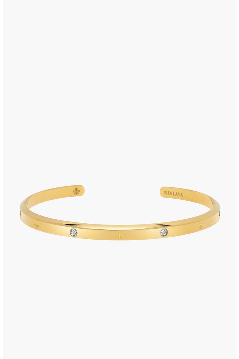 Fleur de Lis Cuff Bracelet, Main, color, Gold