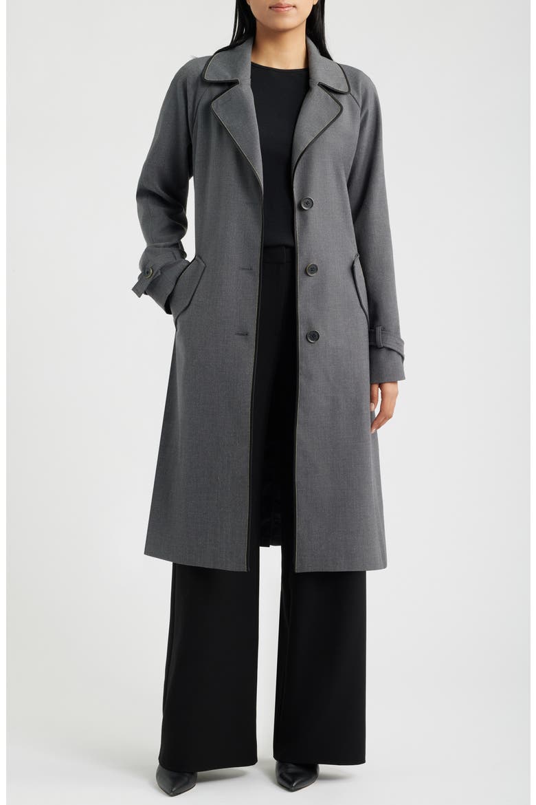 Stretch Gabardine Trench Coat, Alternate, color, CHARCOAL