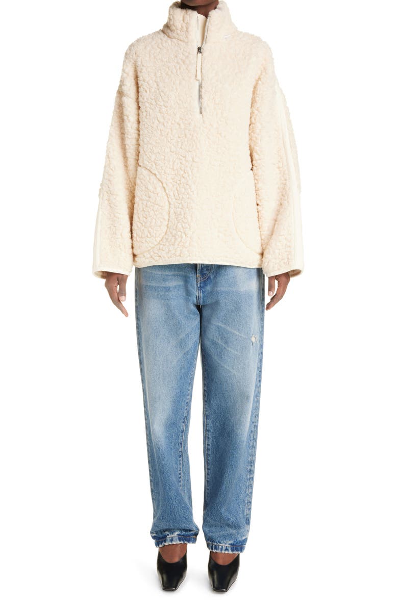 Acne Studios Fedda Teddy Half Zip Pullover, Alternate, color,