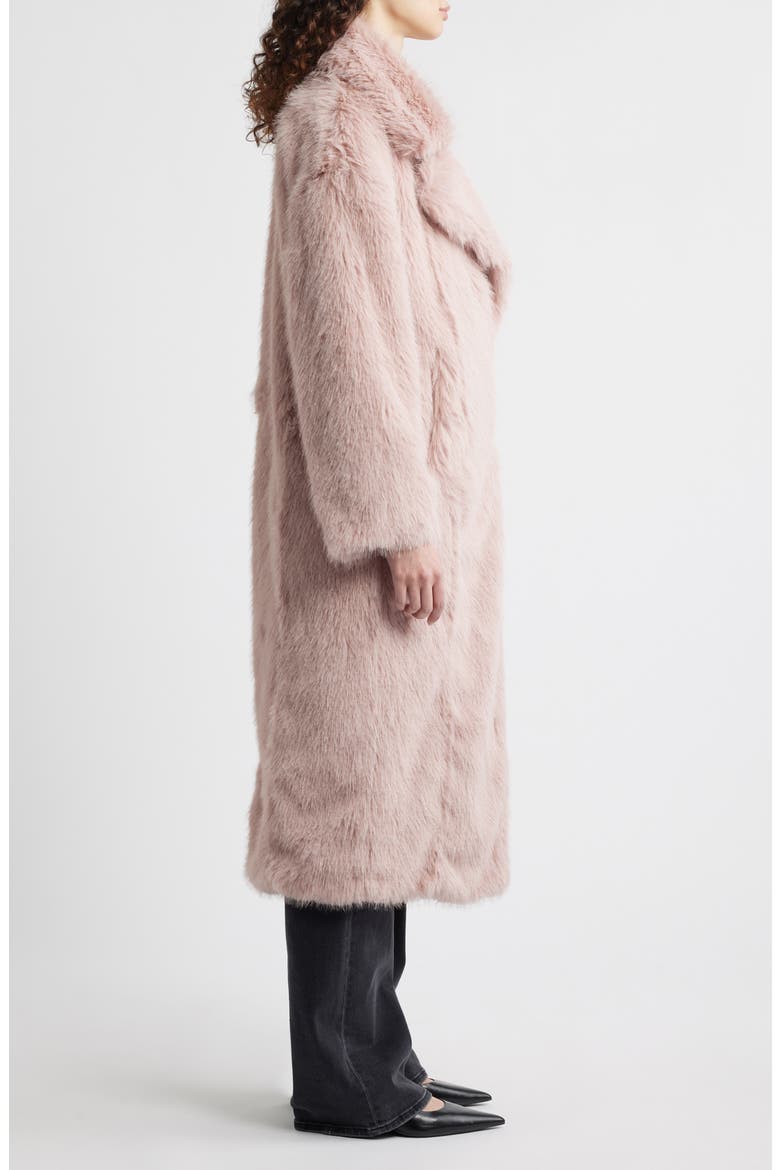 Faux Fur Longline Coat, Alternate, color, PINK