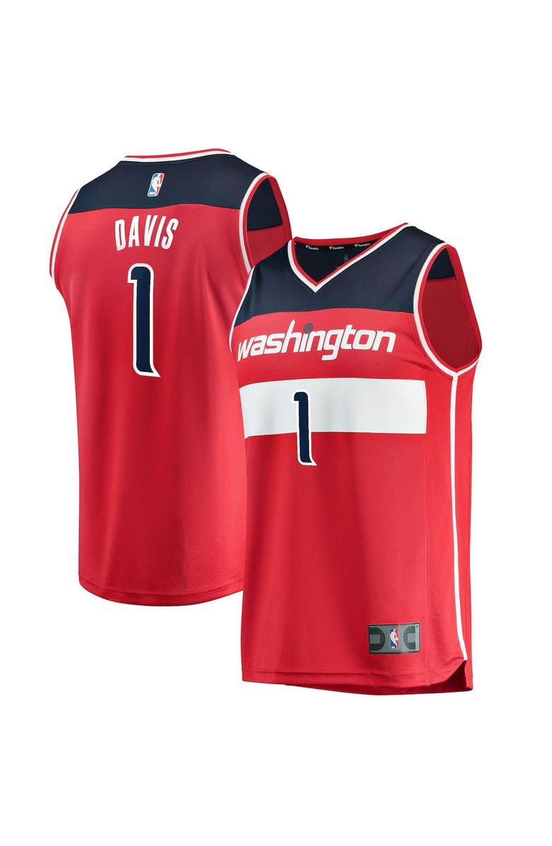 FANATICS Youth Fanatics Branded Johnny Davis Red Washington Wizards Fast Break Replica Jersey - Icon Edition, Main, color,