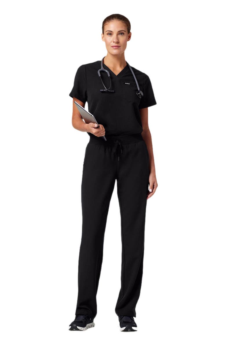 JAANUU Rhena Women's 1-Pocket Slim V-Neck Scrub Top, Alternate, color, Black