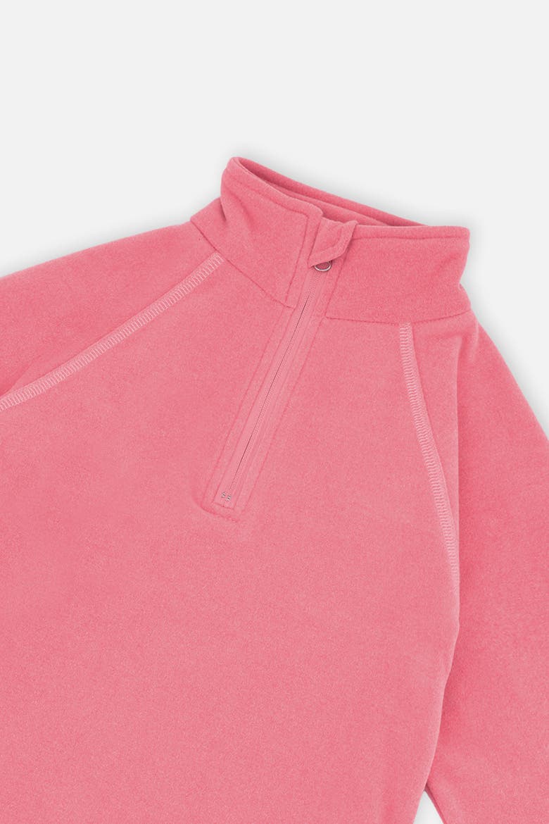 Two Piece Half-Zip Top and Elastic Waist Pants Thermal Underwear, Alternate, color, Pink