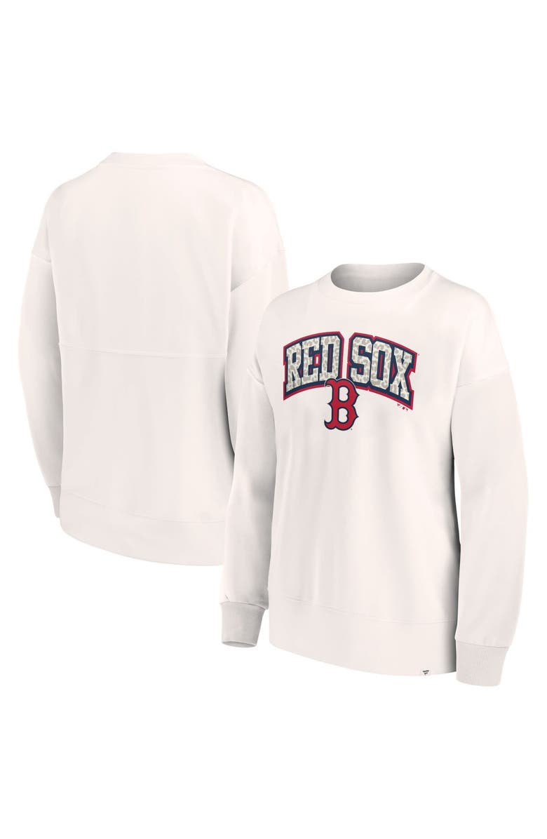 FANATICS Women's Fanatics Branded Cream Boston Red Sox Leopard Pullover Sweatshirt, Main, color, 