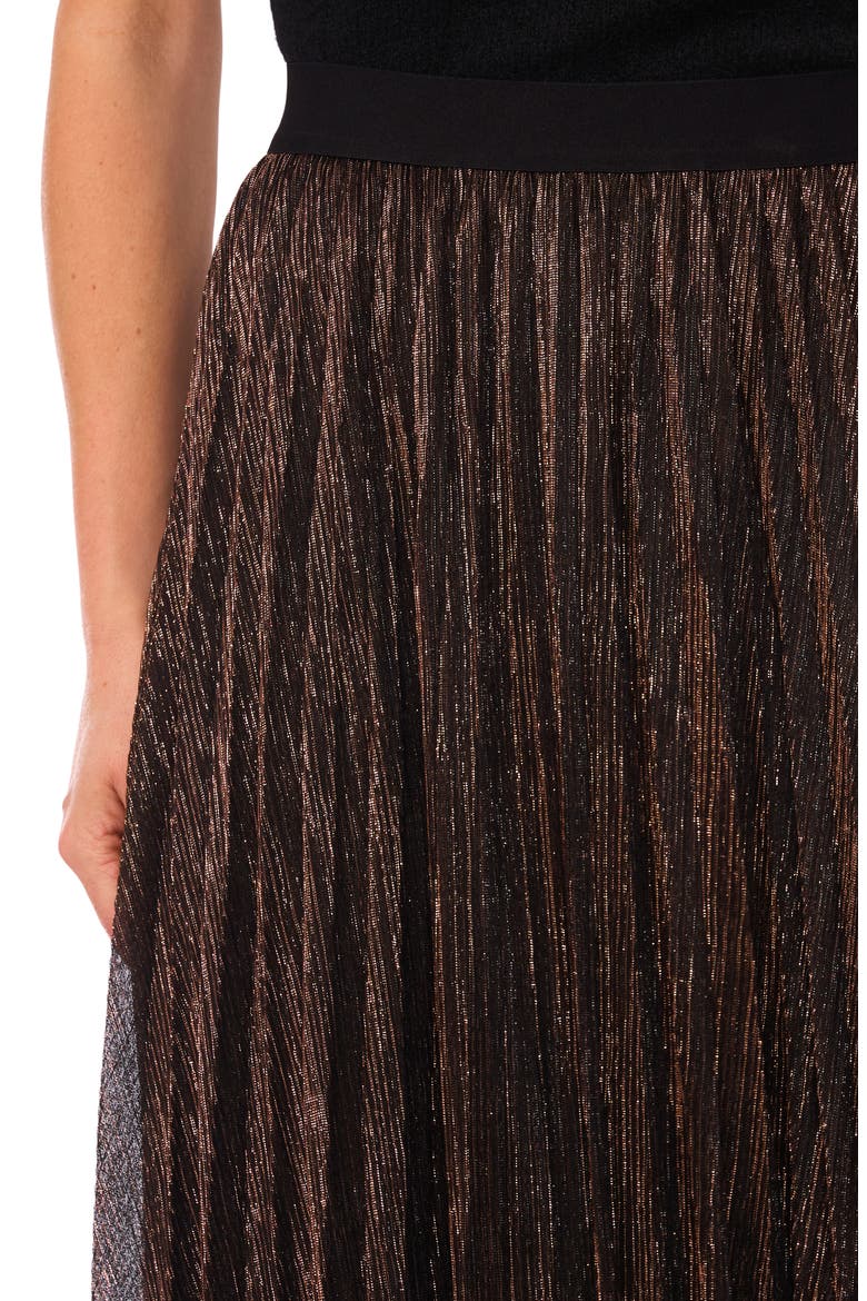 Metallic Pleated Skirt, Alternate, color, BRONZE