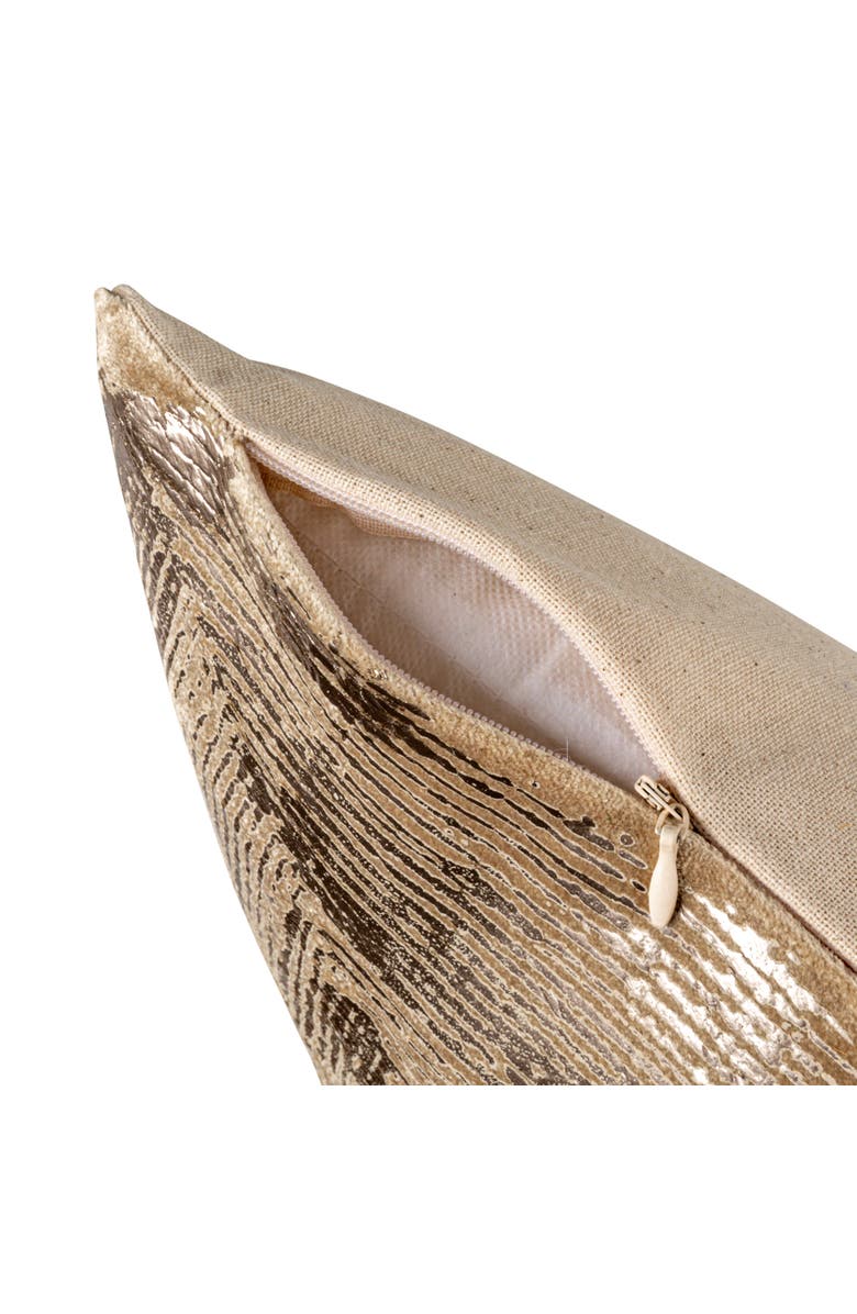 Storied Home Aureate Sands Velvet Lumbar Pillow, Gold and Sand, Alternate, color, Tan