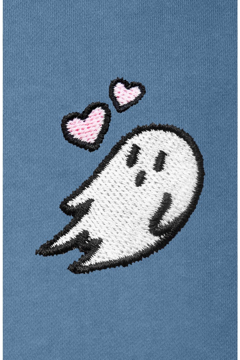 Womens Heartly Ghost Midweight Fleece Relaxed Hooded Sweatshirt, Alternate, color, Pebble Blue