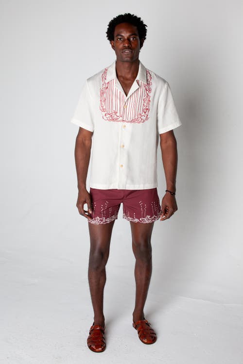 Tombolo 'fruits De Mer' Swim Trunks In Burgundy
