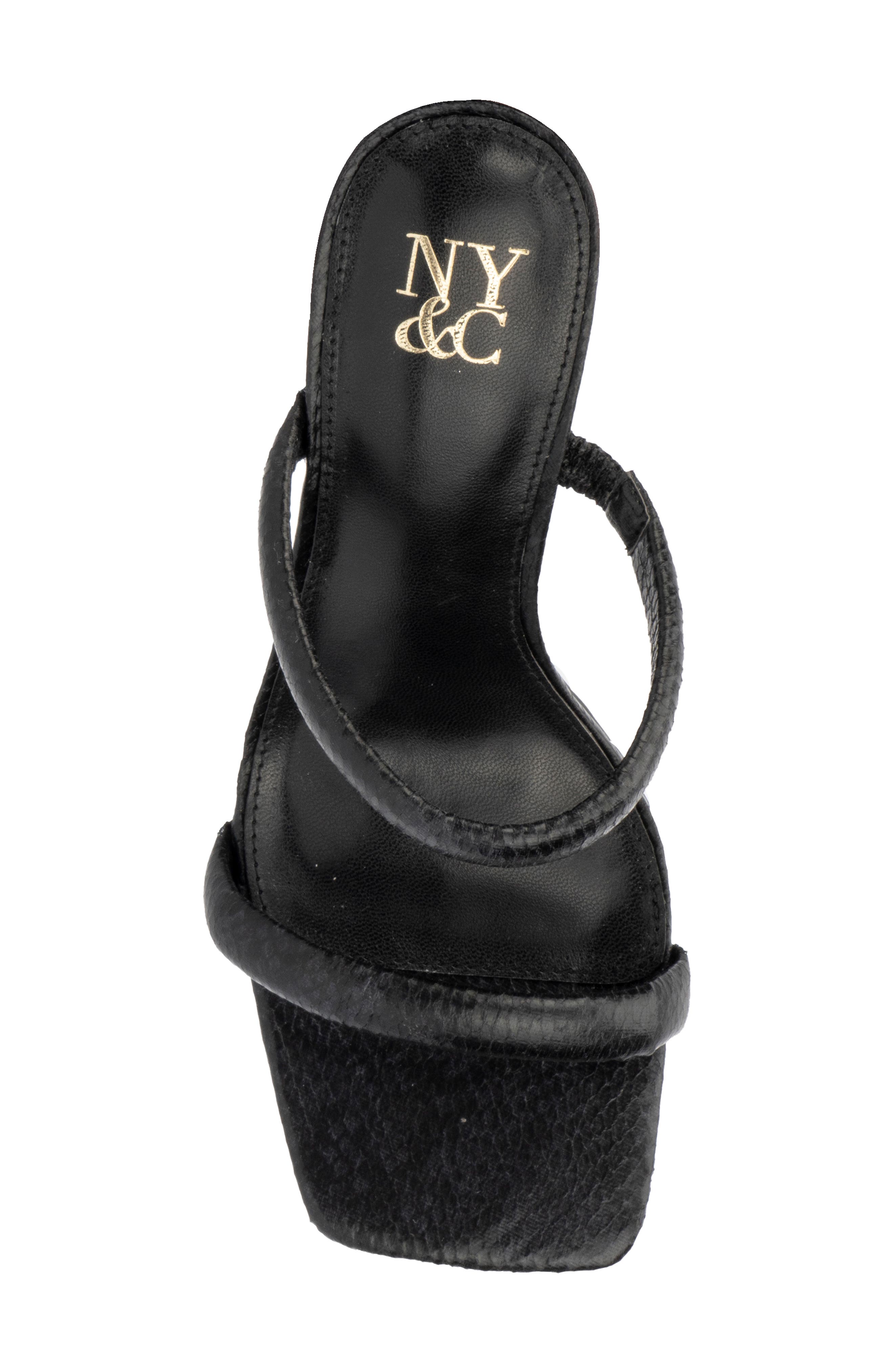 NEW YORK AND COMPANY Galina Faux Leather Block Heel Sandal, Alternate, color, Black