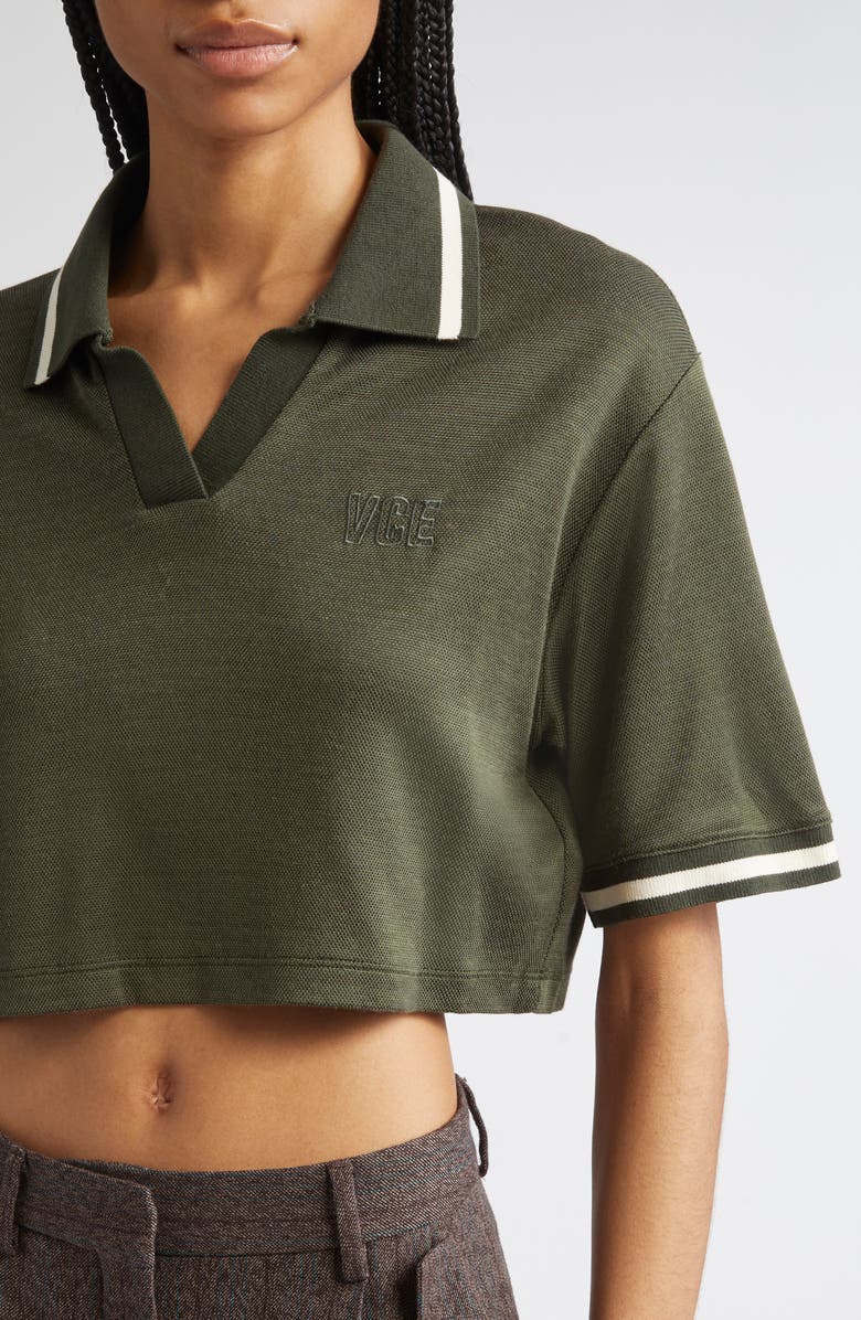 Golden Goose Journey Crop Jersey Polo, Alternate, color, Grape Leaf