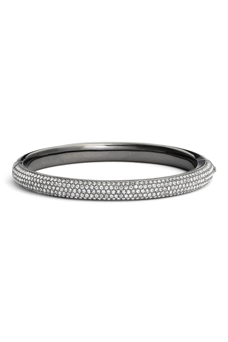 Pavé Crystal Bangle, Main, color, BLACK HEMATITE