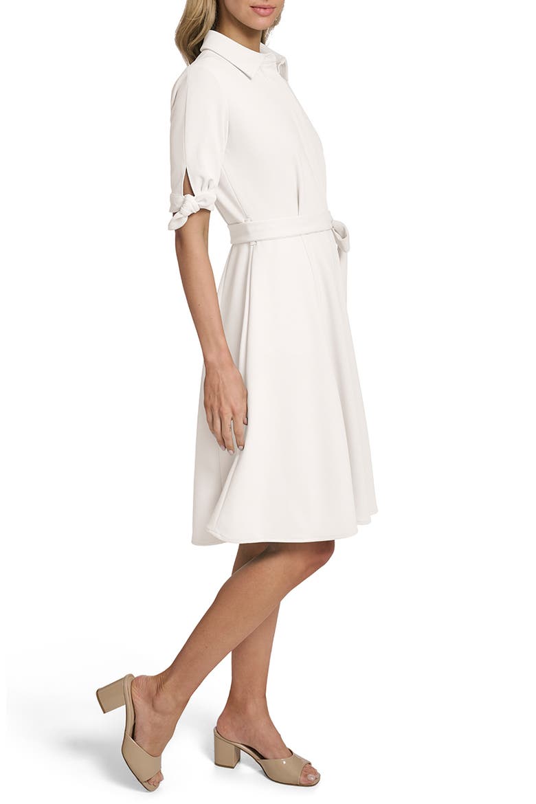 Tie Sleeve Crepe Shirtdress, Alternate, color, CREAM