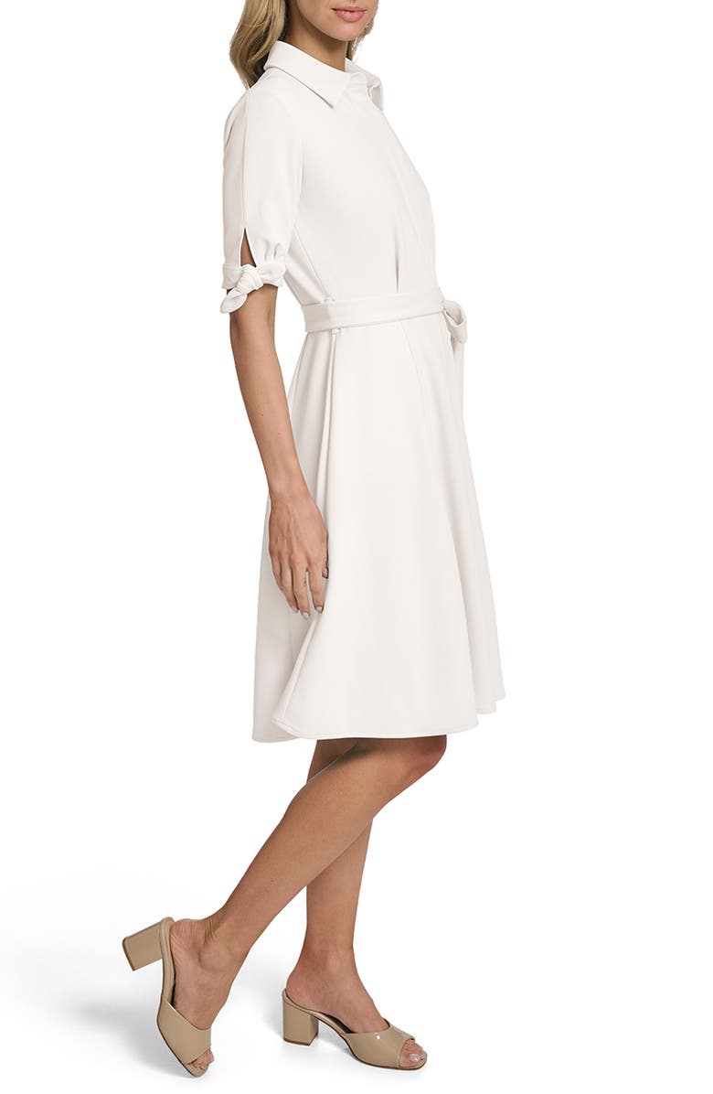 Calvin Klein Tie Sleeve Crepe Shirtdress, Alternate, color, Cream
