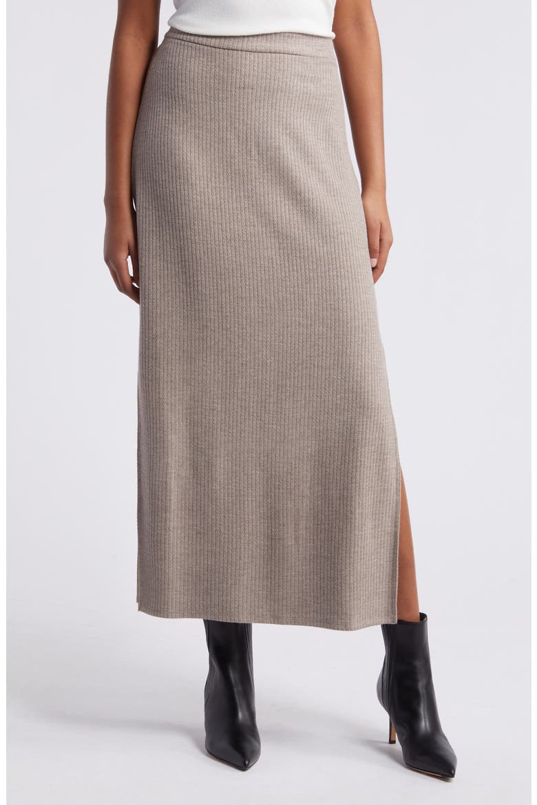 Rib Sweater Skirt, Main, color, WARM ASH BROWN