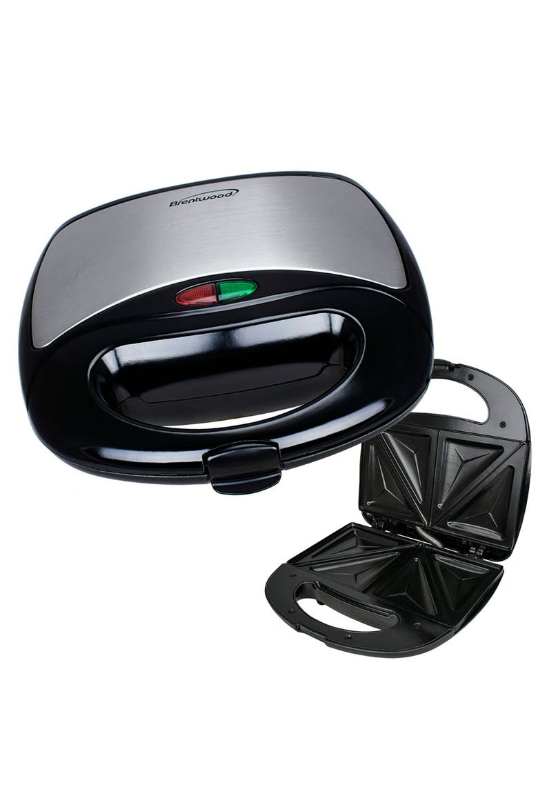 Non Stick Dual Sandwich Maker in Black and Silver, Main, color, Black