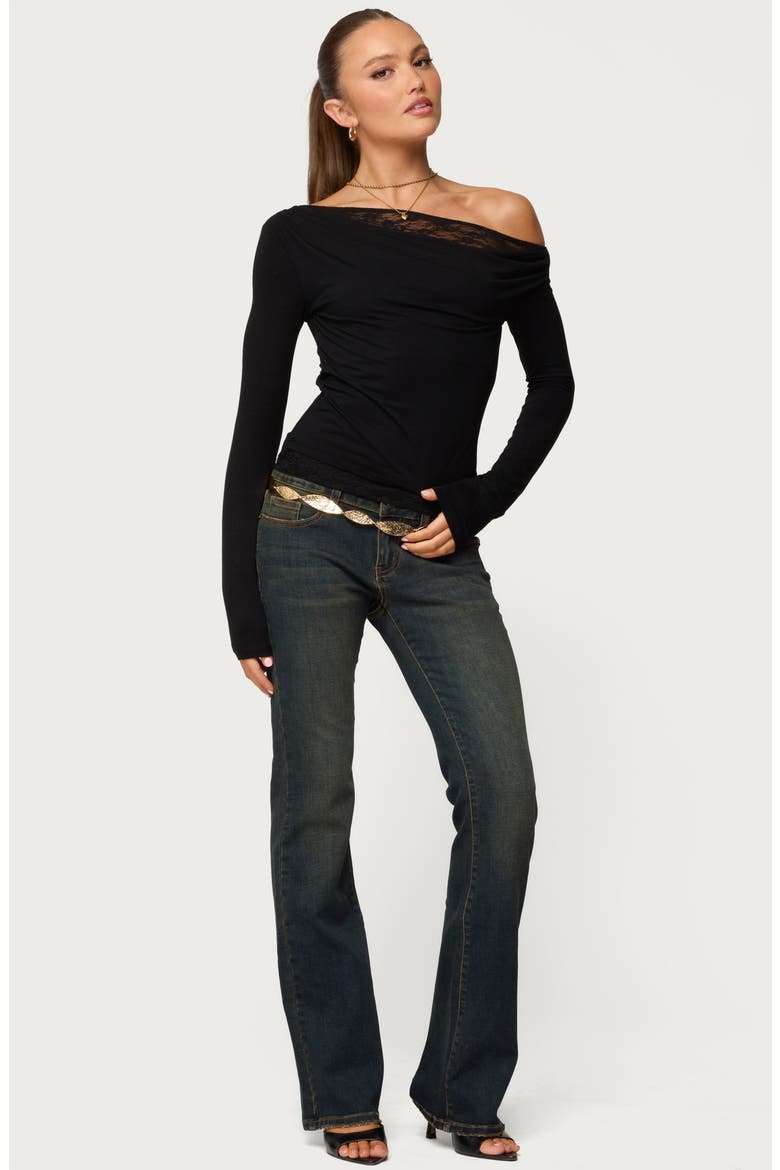 Layered Lacey Off the Shoulder Top, Alternate, color, BLACK
