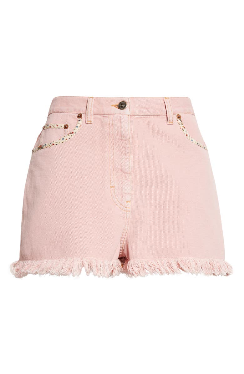 Valentino Cutoff Denim Shorts, Main, color, Dusty Rose