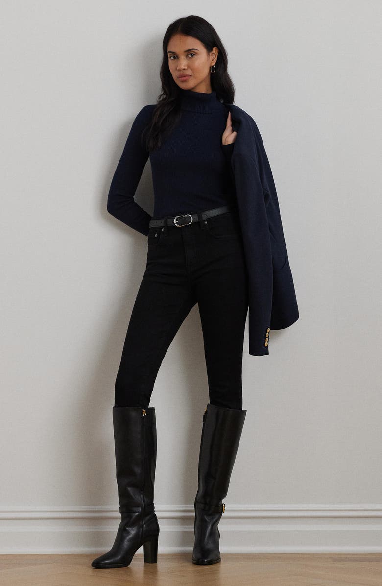Lauren Ralph Lauren Ribbed Turtleneck Sweater, Alternate, color, Lauren Navy