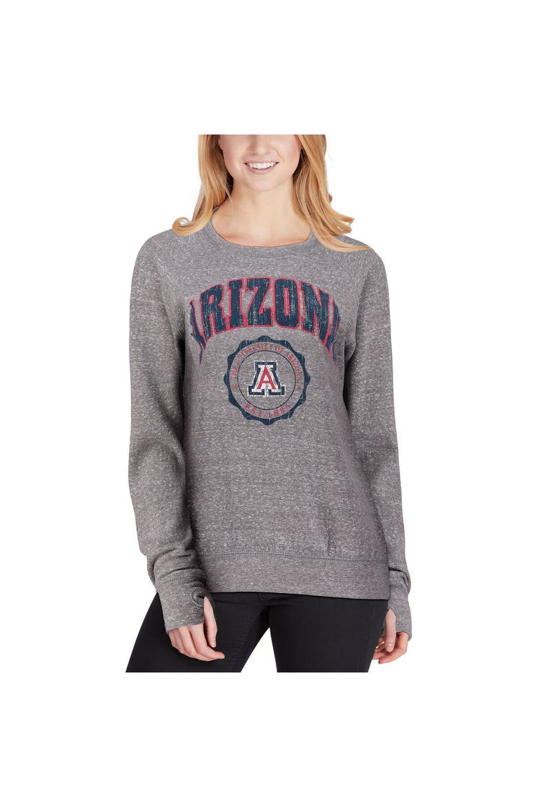 Women's Pressbox Heathered Gray Arizona Wildcats Edith Vintage Knobi Pullover Sweatshirt, Alternate, color, Heather Gray