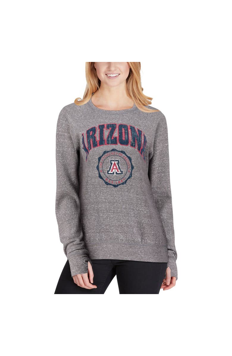 PRESSBOX Women's Pressbox Heathered Gray Arizona Wildcats Edith Vintage Knobi Pullover Sweatshirt, Alternate, color,