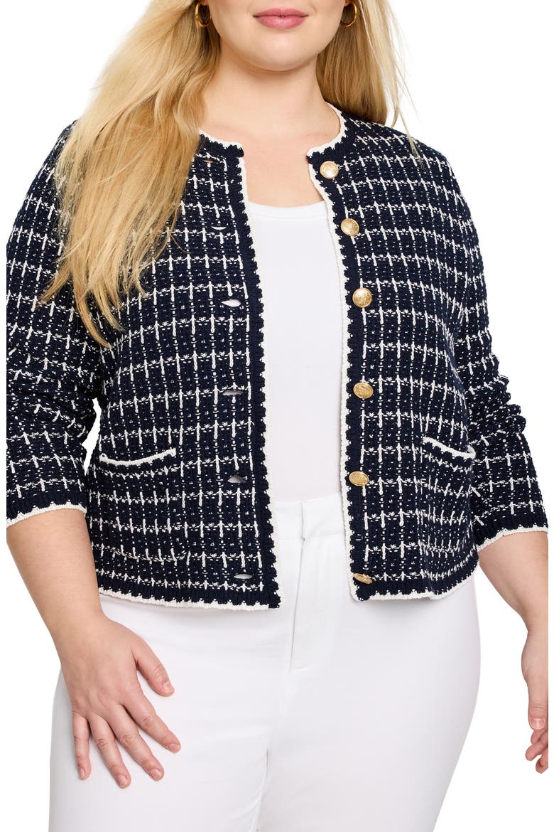 Mixed Up Sweater Jacket, Main, color, INDIGO MULTI