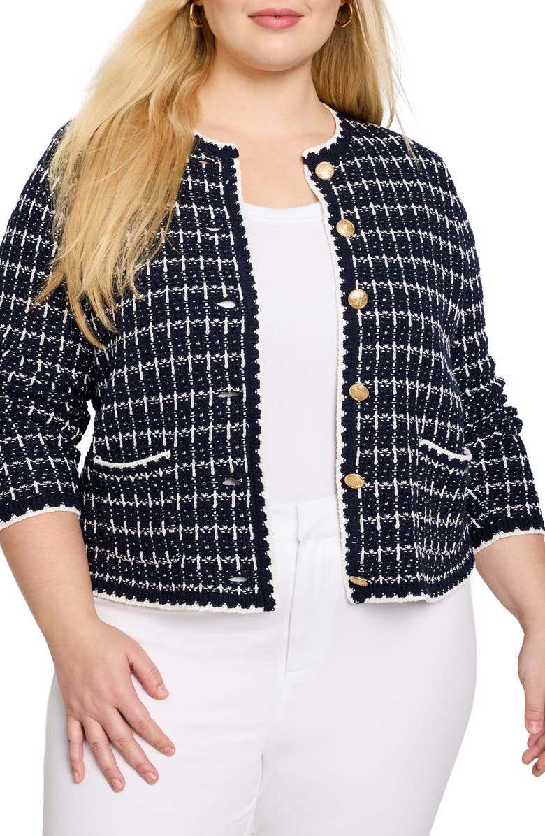 NIC+ZOE Mixed Up Sweater Jacket, Main, color, Indigo Multi