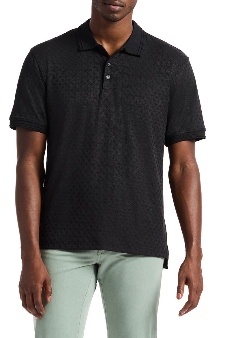 Elias Basket Weave Polo, Main, color, BLACK