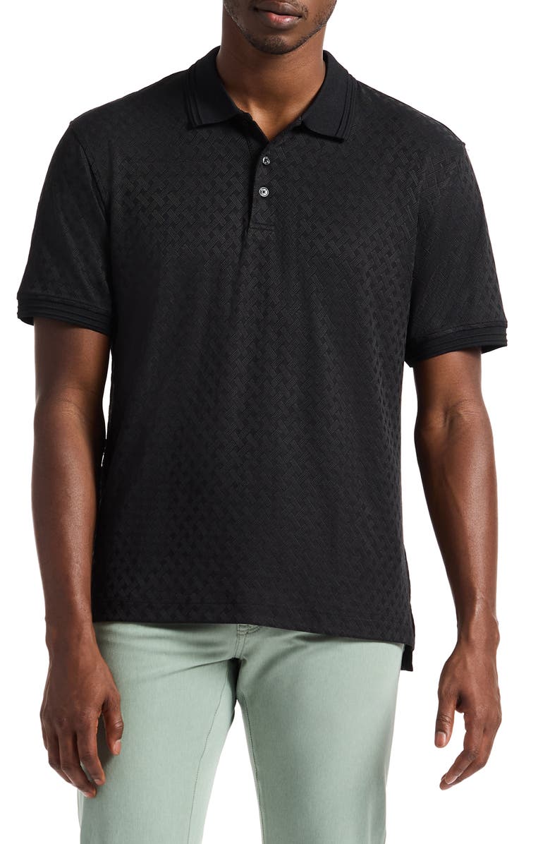 Robert Graham Elias Basket Weave Polo, Main, color, Black