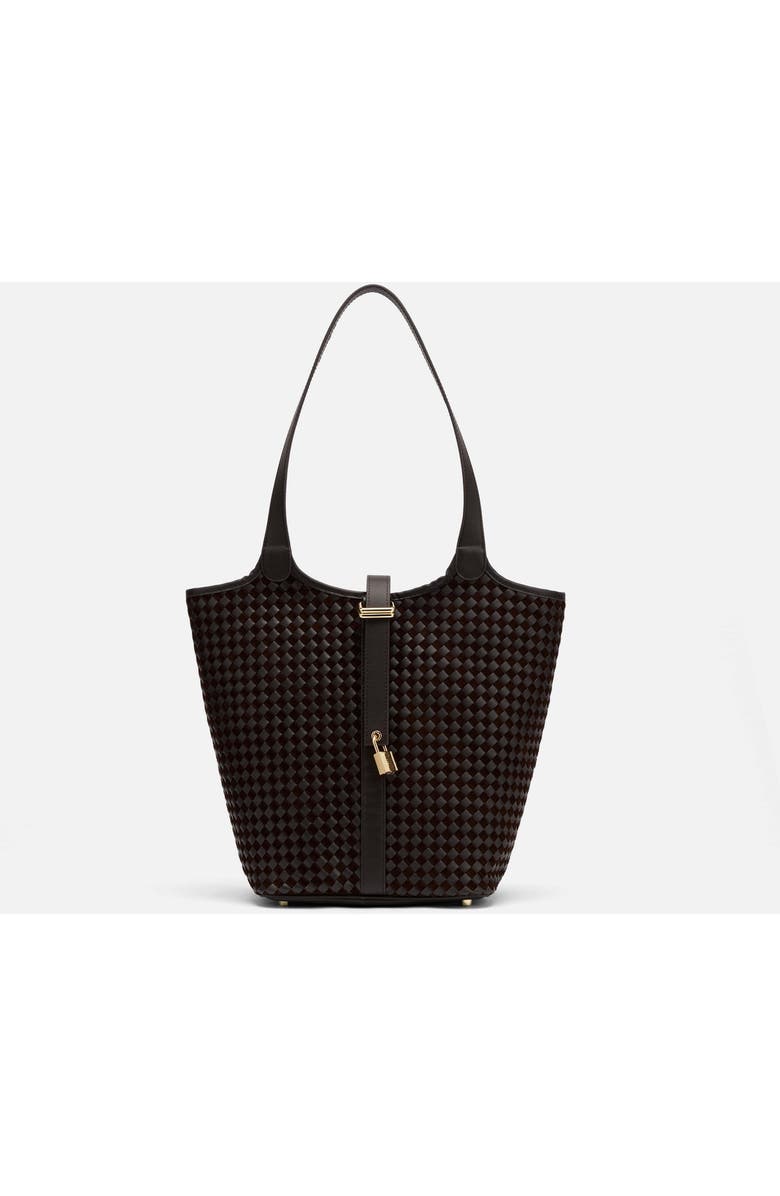 MARC NOLAN Mila Leather Tote Bag, Main, color, Brown Woven