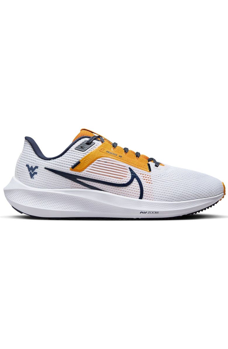 Nike Unisex Nike White West Virginia Mountaineers Zoom Pegasus 40 Running Shoe, Alternate, color, White