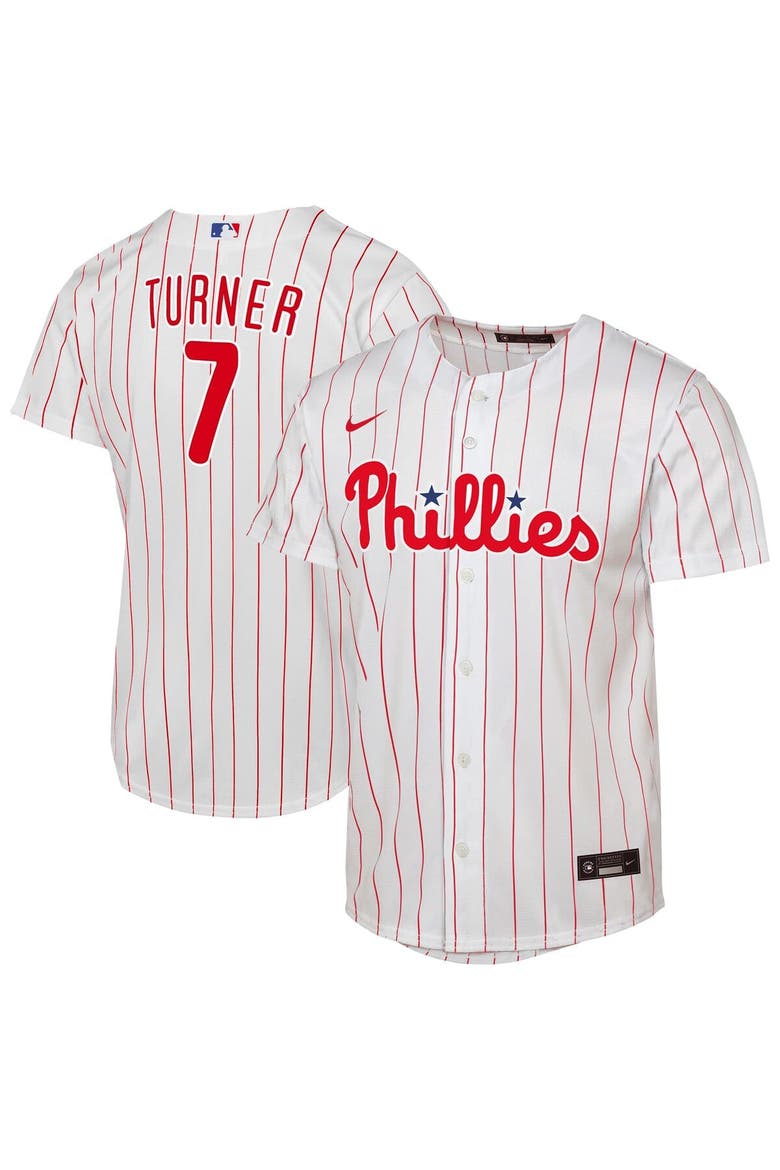 Youth Nike Trea Turner White Philadelphia Phillies Home Replica Player Jersey, Alternate, color, White