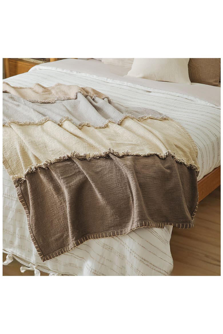 Stitchscape Fringe Throw Blanket, Alternate, color, BROWN