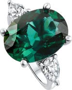 Bliss Diamond 16x12mm Emerald & 1Ct Pear Shape Diamond Ring 14k Gold Lab Grown