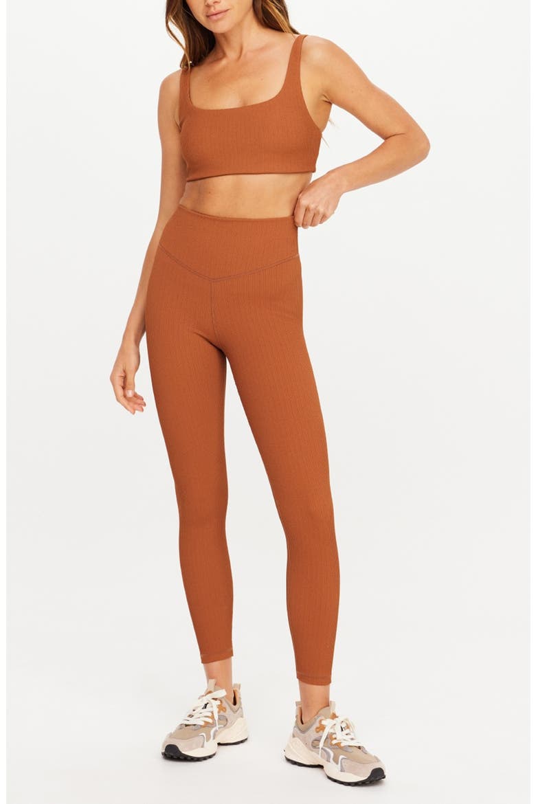 Mariana High Waist Midi Leggings, Alternate, color, BROWN