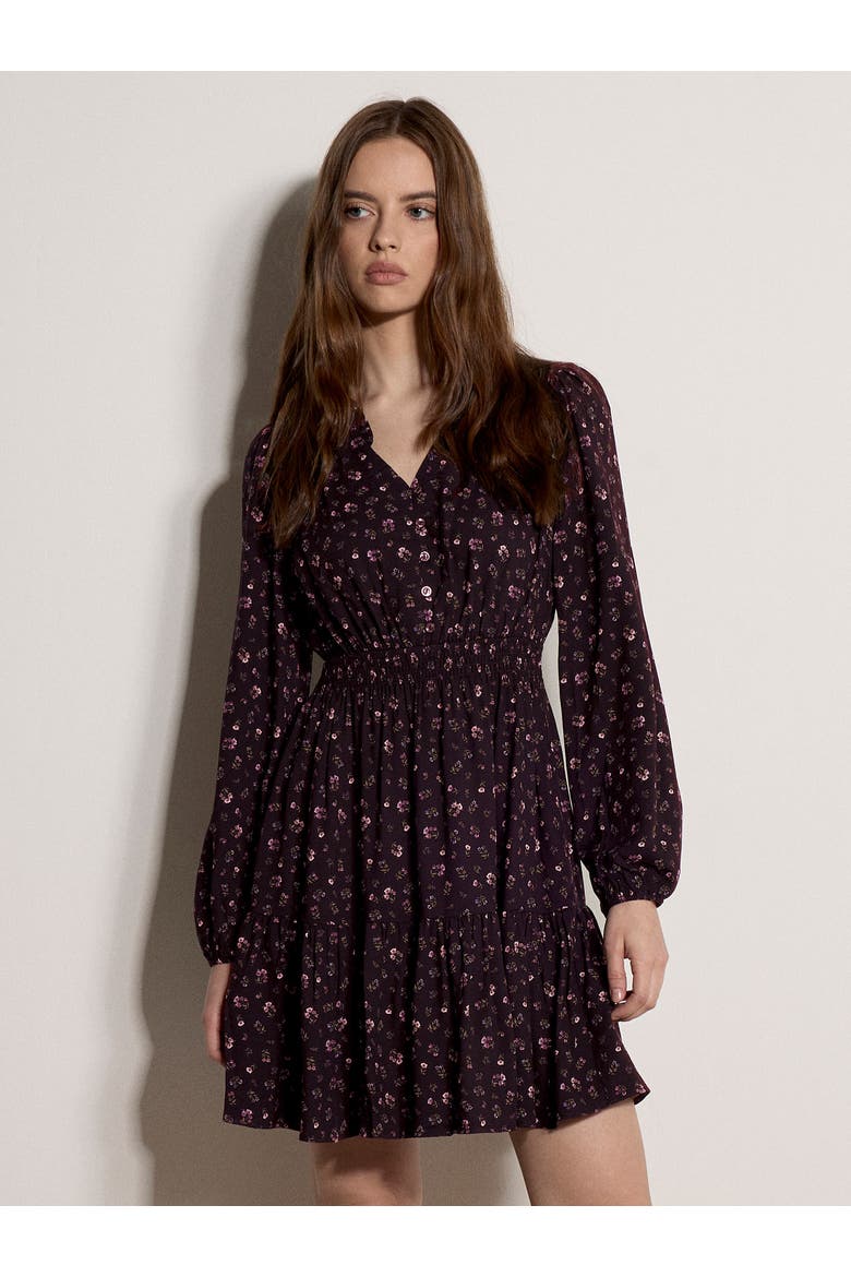 Ditsy Mini Dress, Main, color, Burgundy