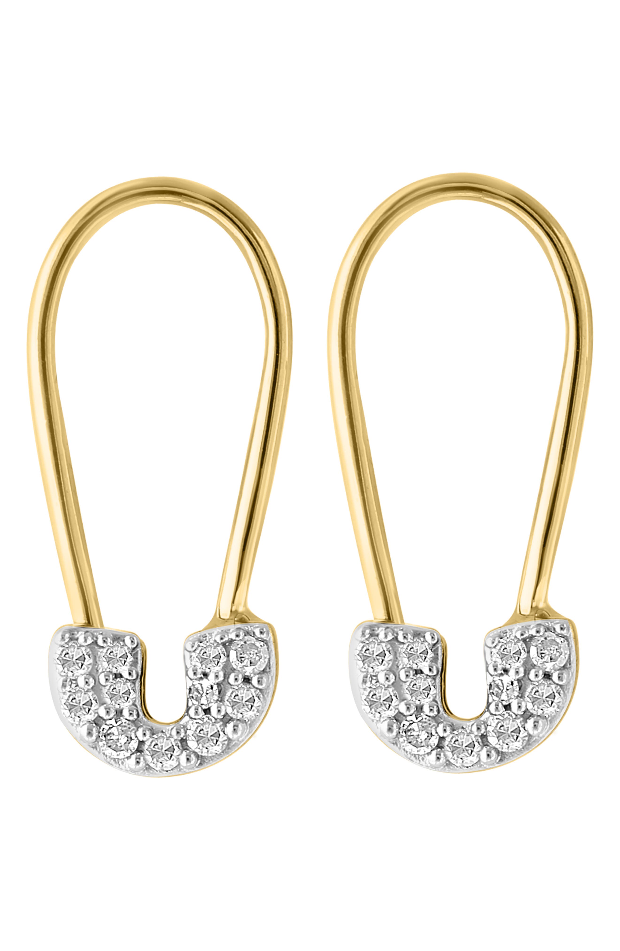 EFFY 14k Gold Plated Diamond Safety Pin Drop Earrings (Women ...