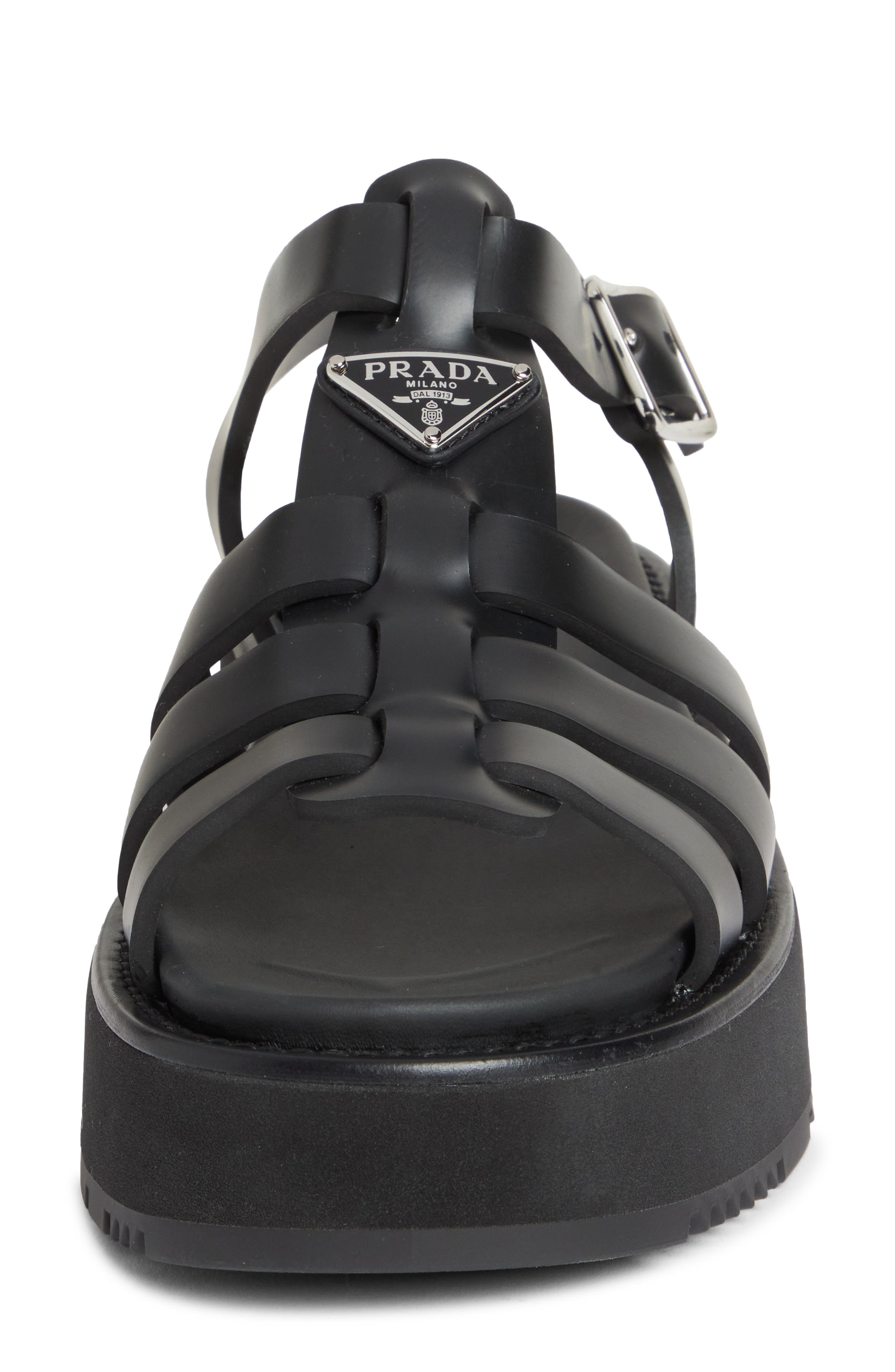 Prada Platform Cage Sandal, Alternate, color, Nero